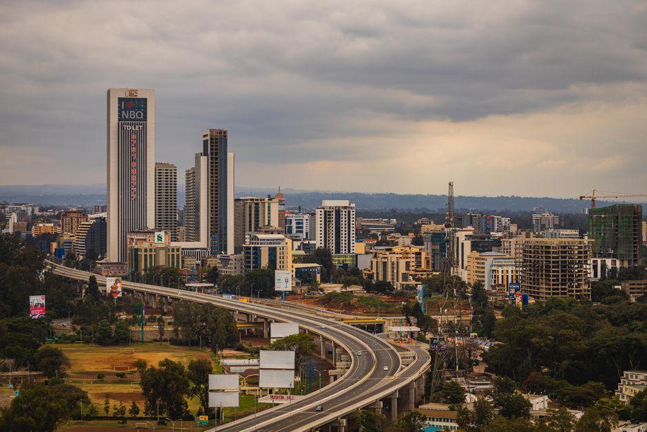 Clouds over Highway in City